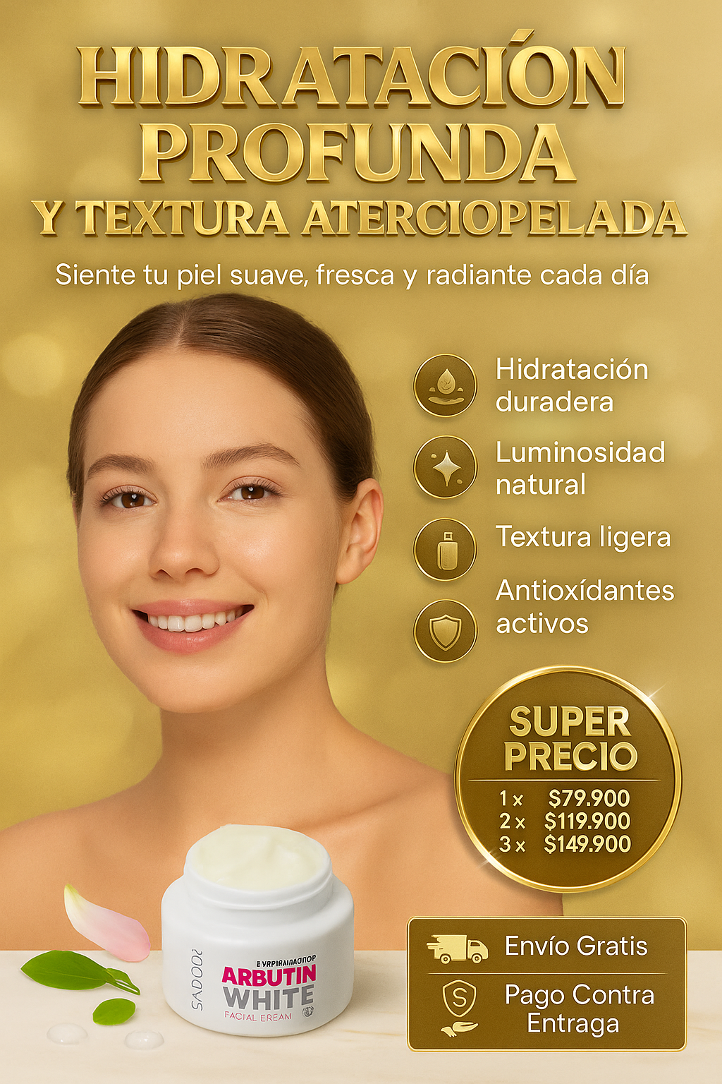 Crema Facial SADOER con Niacinamida y Arbutina